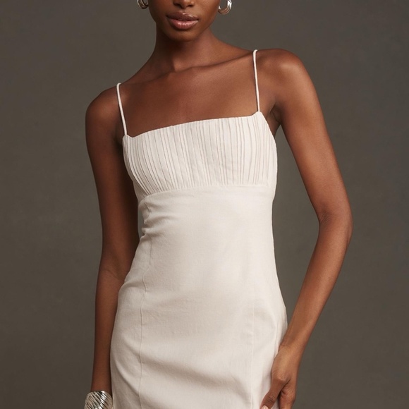 NWT Anthropologie The Ophelia Sleeveless Linen Dress 14 Ivory - Picture 3 of 5